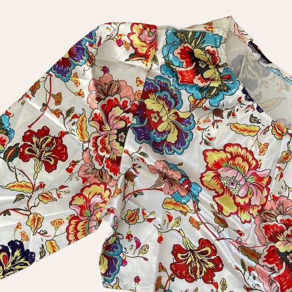 Womens Cut Out Mini Dress Large Cotton Flower Red Pink Floral Print No Stretchy - Picture 7 of 16